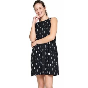 Sonoma Goods For Life Womens Black White Geometric Ikat Cotton Shift Dress S A01